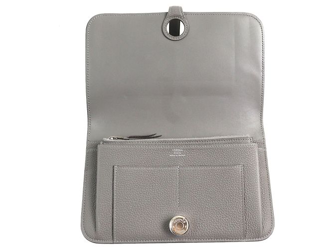 Cartera Duo Togo Dogon GM de Hermès Gris - vista 6