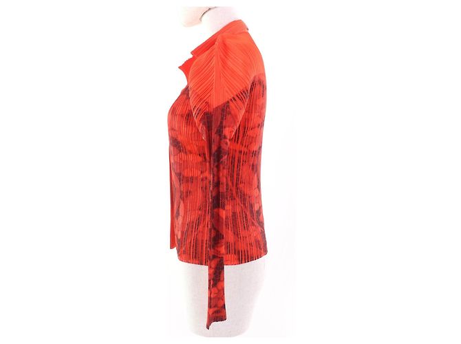 Issey Miyake Langarmhemd mit Allover-Blumenmuster PLEATS PLEASE Orange - Ansicht 2
