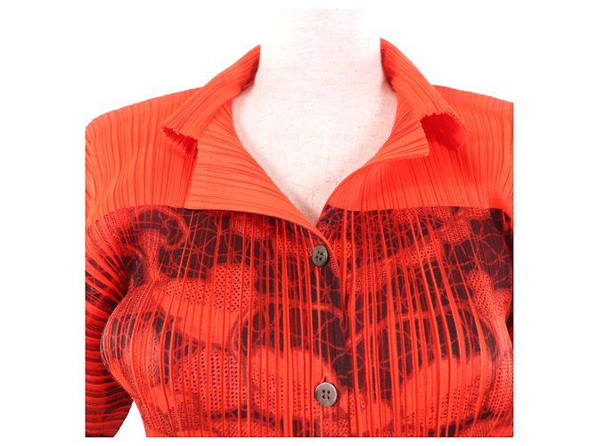 Issey Miyake Langarmhemd mit Allover-Blumenmuster PLEATS PLEASE Orange - Ansicht 4