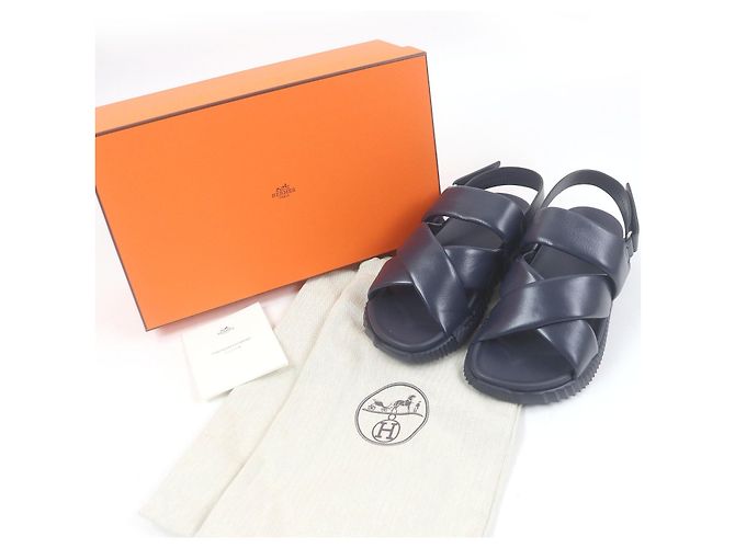 Sandali in pelle elettrici Hermès Blu Blu navy - vista 2