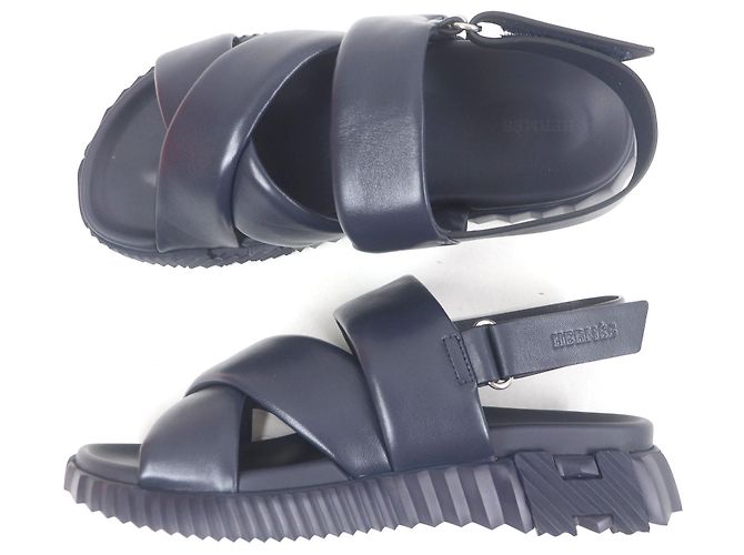 Sandali in pelle elettrici Hermès Blu Blu navy - vista 4