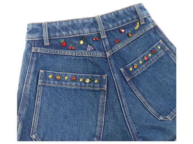 Shorts in denim di cotone decorati con gioielli Valentino Fruit Blu - vista 4