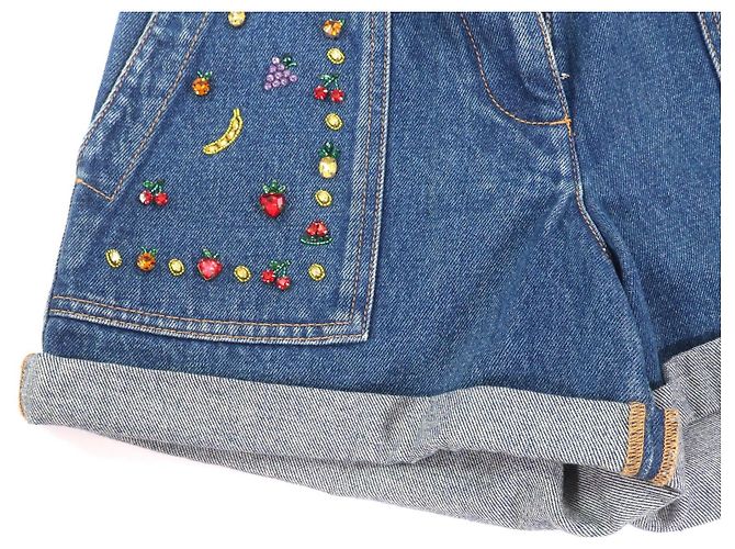 Shorts in denim di cotone decorati con gioielli Valentino Fruit Blu - vista 5