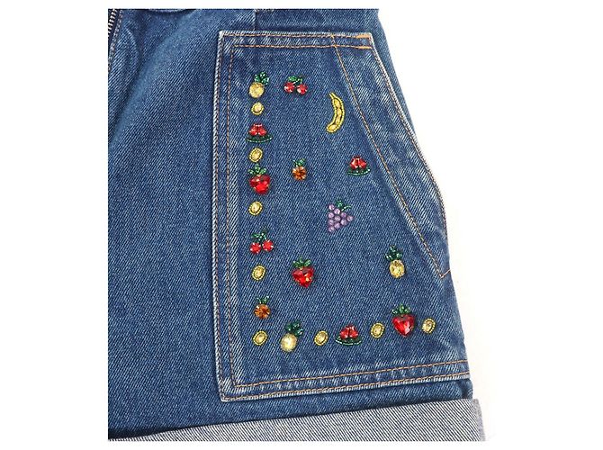 Shorts in denim di cotone decorati con gioielli Valentino Fruit Blu - vista 6