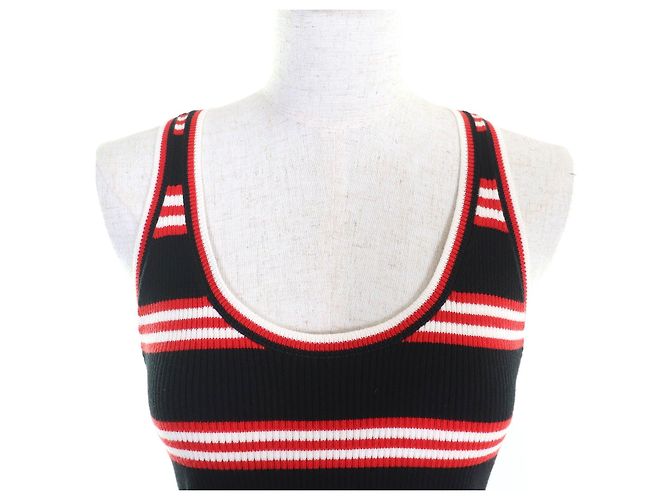Timeless Top sin mangas de canalé de Chanel Negro Blanco Roja - vista 4