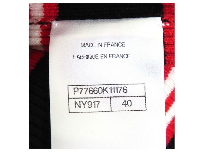 Timeless Top sin mangas de canalé de Chanel Negro Blanco Roja - vista 7