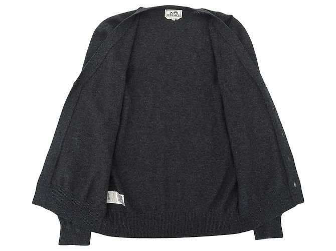 Hermès Cárdigan de pico de Hermes Gris Gris antracita - vista 4