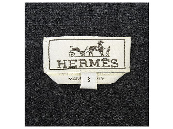 Hermès Cárdigan de pico de Hermes Gris Gris antracita - vista 6