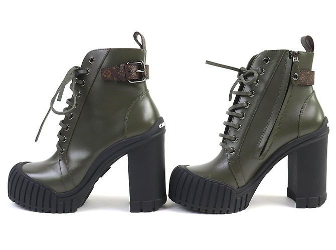 Lederstiefel Ruby Line von Louis Vuitton Grün Khaki - Ansicht 3