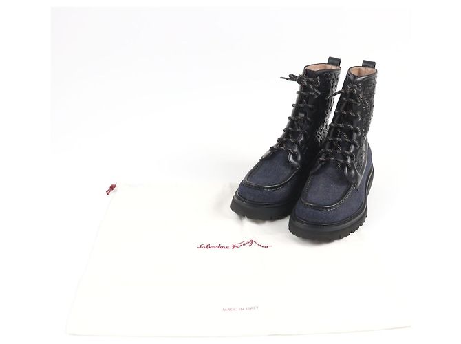 Stivali Embossed Gancini NAVAL2 di Salvatore Ferragamo Nero Blu Blu navy - vista 2