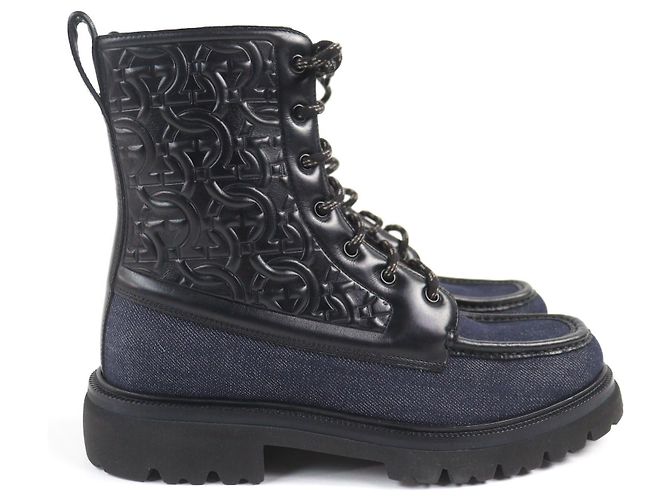 Stivali Embossed Gancini NAVAL2 di Salvatore Ferragamo Nero Blu Blu navy - vista 5