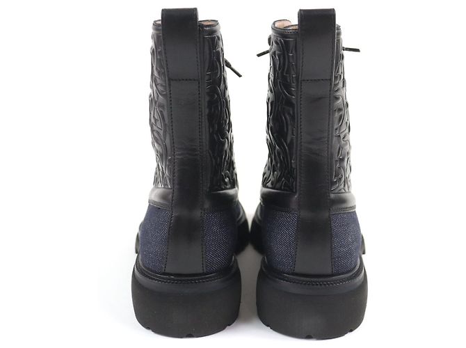 Stivali Embossed Gancini NAVAL2 di Salvatore Ferragamo Nero Blu Blu navy - vista 7