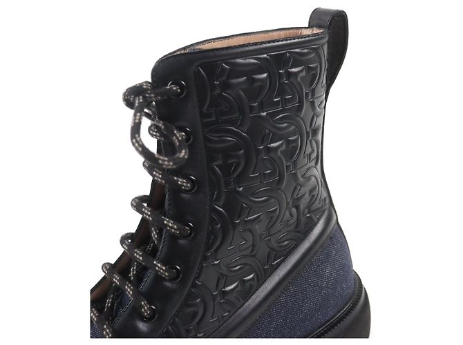 Stivali Embossed Gancini NAVAL2 di Salvatore Ferragamo Nero Blu Blu navy - vista 9