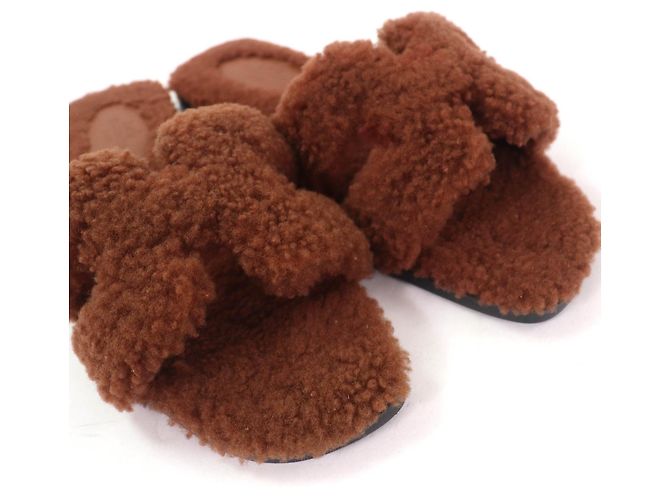 Mules Mouton Hermès Oran Marrone - vista 7