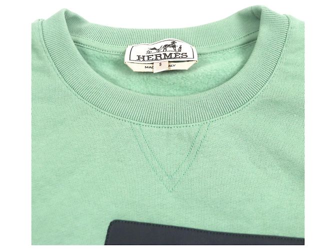 Pulôver de algodão com gola redonda Hermès Verde - vista 2