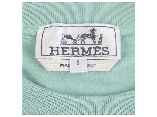 Pulôver de algodão com gola redonda Hermès Verde - vista 5