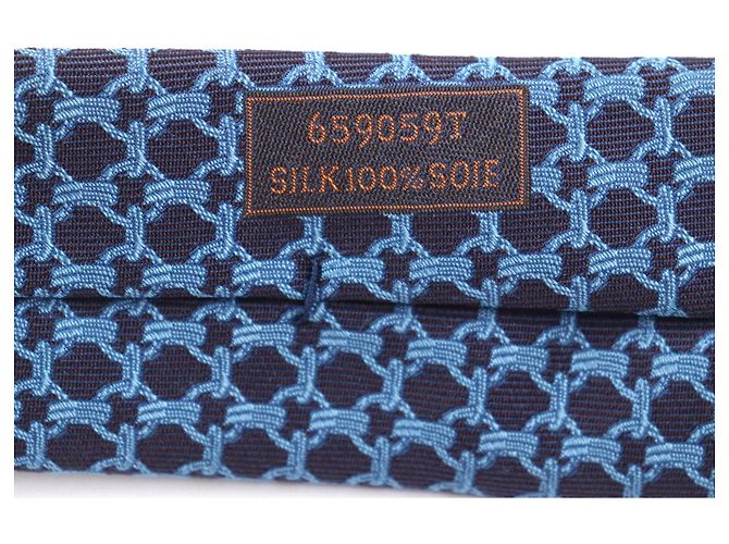 Hermès Hermes Cravate Silk Tie Blue Navy blue - view 8