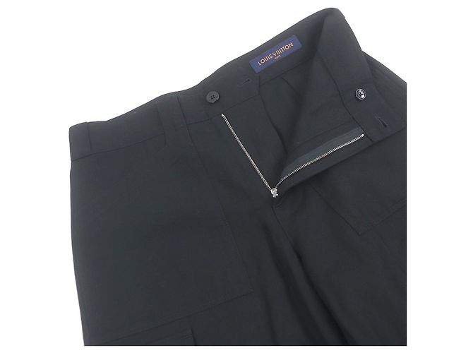 Pantalones cortos de algodón con logo de Louis Vuitton en placa plateada Negro - vista 3