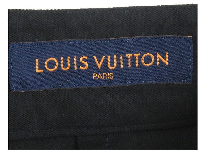 Pantalones cortos de algodón con logo de Louis Vuitton en placa plateada Negro - vista 6