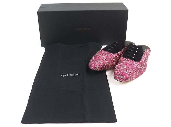 Autre Marque Pantofole in pelle scamosciata HOSOO Nero Rosa - vista 2