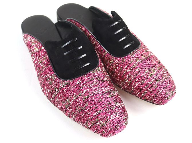 Autre Marque Pantofole in pelle scamosciata HOSOO Nero Rosa - vista 3