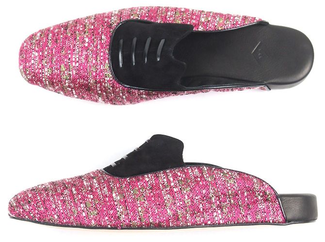 Autre Marque Pantofole in pelle scamosciata HOSOO Nero Rosa - vista 4