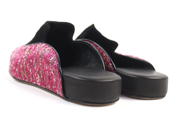 Autre Marque Pantofole in pelle scamosciata HOSOO Nero Rosa - vista 6