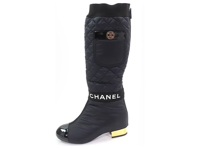 Timeless 2-in-1 Stiefel aus Lackleder mit COCO-Logo-Design von Chanel Schwarz - Ansicht 4