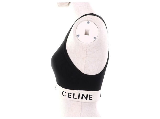 Céline Top Celine Deportivo de Algodón Negro Crudo - vista 2