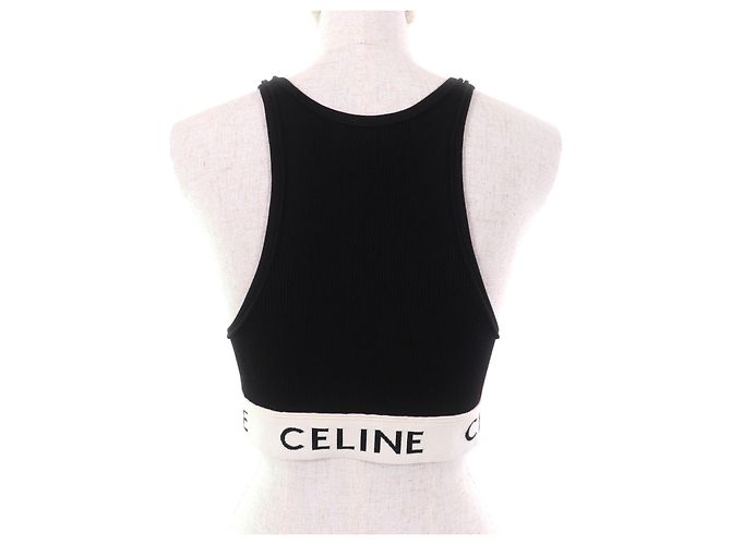 Céline Top Celine Deportivo de Algodón Negro Crudo - vista 3