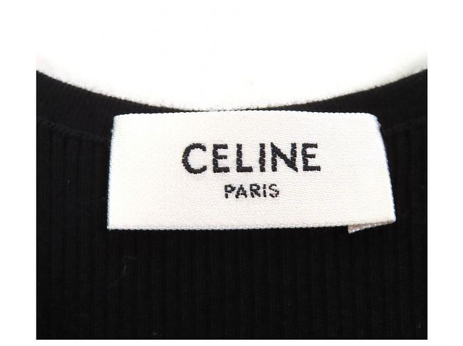 Céline Top Celine Deportivo de Algodón Negro Crudo - vista 6