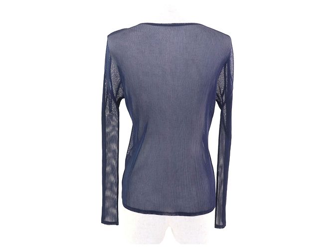 Issey Miyake Polyester T-Shirt PLEATS PLEASE PP01-FK523 Blau Marineblau - Ansicht 3
