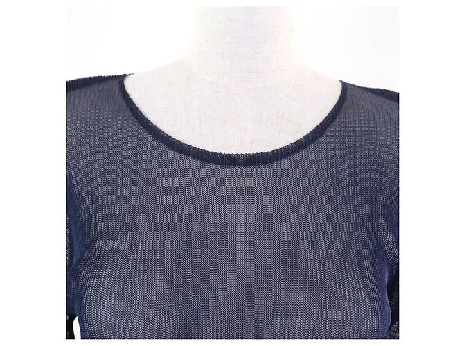 Issey Miyake Polyester T-Shirt PLEATS PLEASE PP01-FK523 Blau Marineblau - Ansicht 4