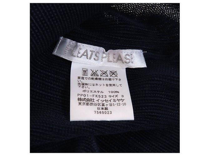 Issey Miyake Polyester T-Shirt PLEATS PLEASE PP01-FK523 Blau Marineblau - Ansicht 5