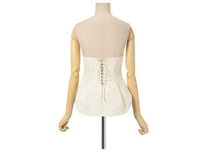 Autre Marque Bustier de seda acolchado floral Mame Kurogouchi Beige Crudo - vista 2