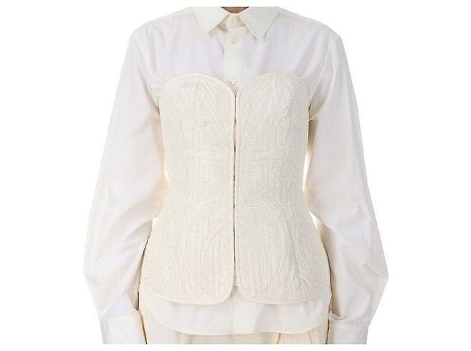 Autre Marque Bustier de seda acolchado floral Mame Kurogouchi Beige Crudo - vista 3