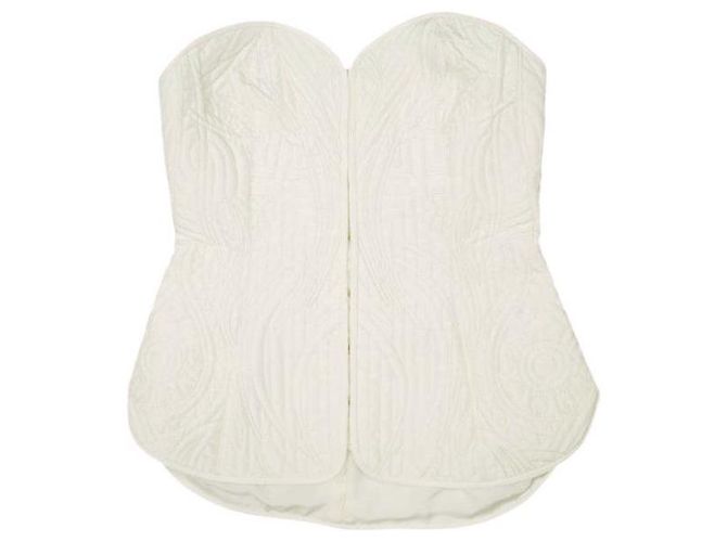 Autre Marque Bustier de seda acolchado floral Mame Kurogouchi Beige Crudo - vista 4