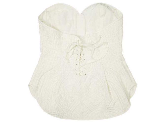 Autre Marque Bustier de seda acolchado floral Mame Kurogouchi Beige Crudo - vista 5