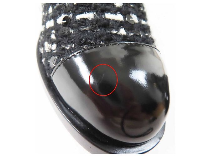 Timeless Botines cortos de tweed con cierre Turnlock COCO de Chanel Negro Blanco Dorado - vista 10