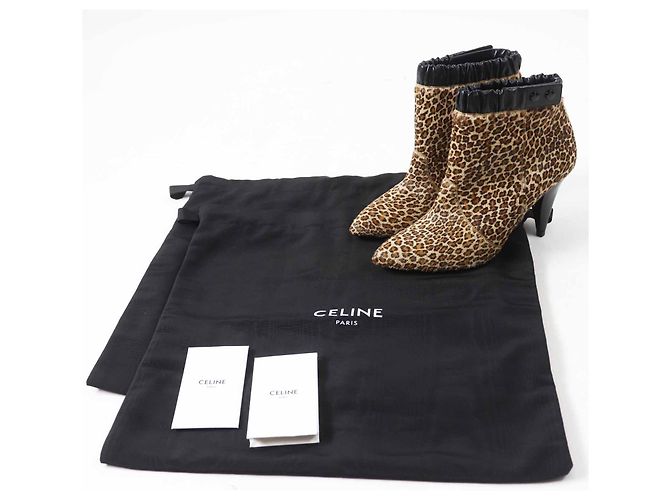 Céline Celine Leopard Pattern Harako Short Boots Brown Black - view 2