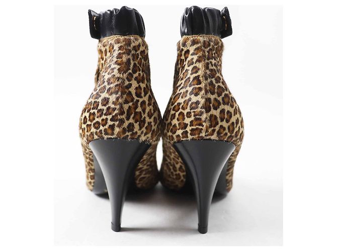 Céline Celine Leopard Pattern Harako Short Boots Brown Black - view 3