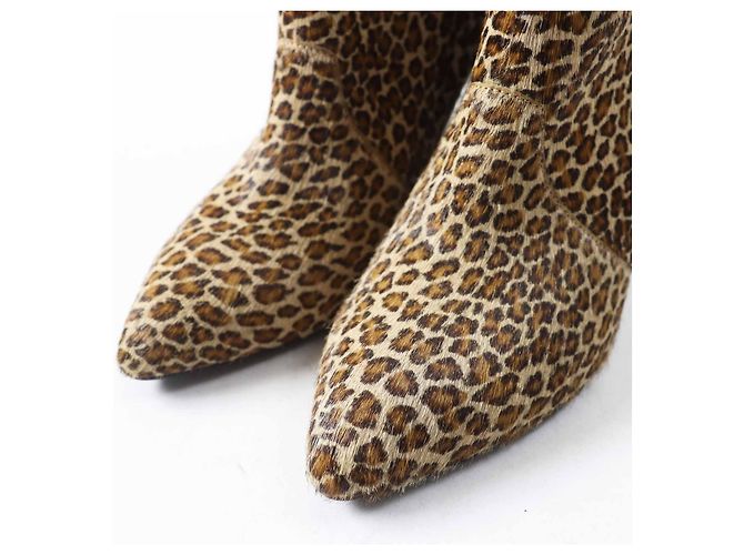Céline Celine Leopard Pattern Harako Short Boots Brown Black - view 6