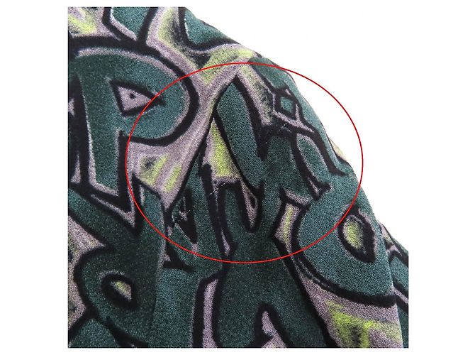 Blusa de rayón con estampado de logo Graffiti Louis Vuitton Verde - vista 10