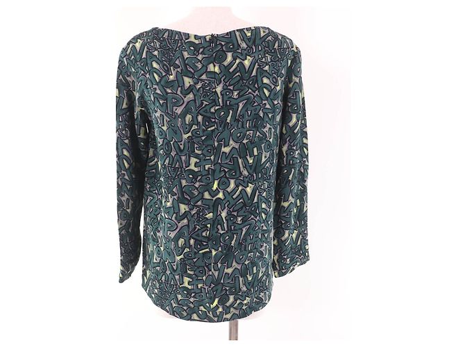 Blusa de rayón con estampado de logo Graffiti Louis Vuitton Verde - vista 3