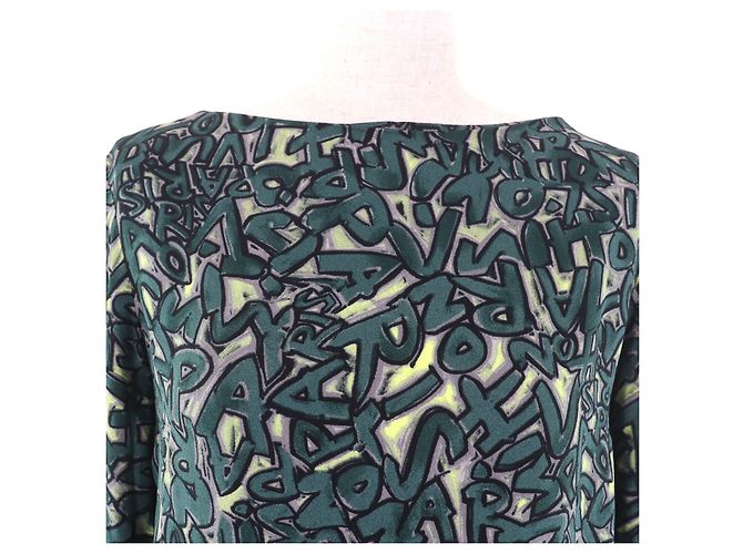Blusa de rayón con estampado de logo Graffiti Louis Vuitton Verde - vista 4