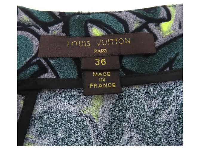 Blusa de rayón con estampado de logo Graffiti Louis Vuitton Verde - vista 6