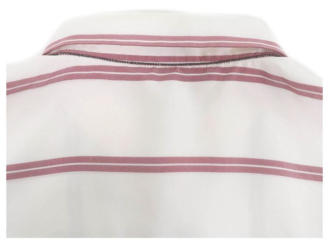 Autre Marque Camicia in seta a righe Brunello Cucinelli Beige Crudo - vista 5