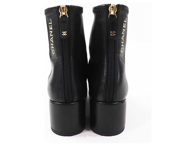 Timeless Botas de couro COCO Mark da Chanel Preto Dourado - vista 2