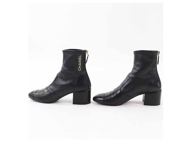Timeless Botas de couro COCO Mark da Chanel Preto Dourado - vista 3