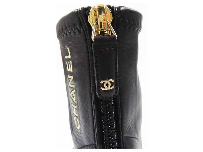 Timeless Botas de couro COCO Mark da Chanel Preto Dourado - vista 7